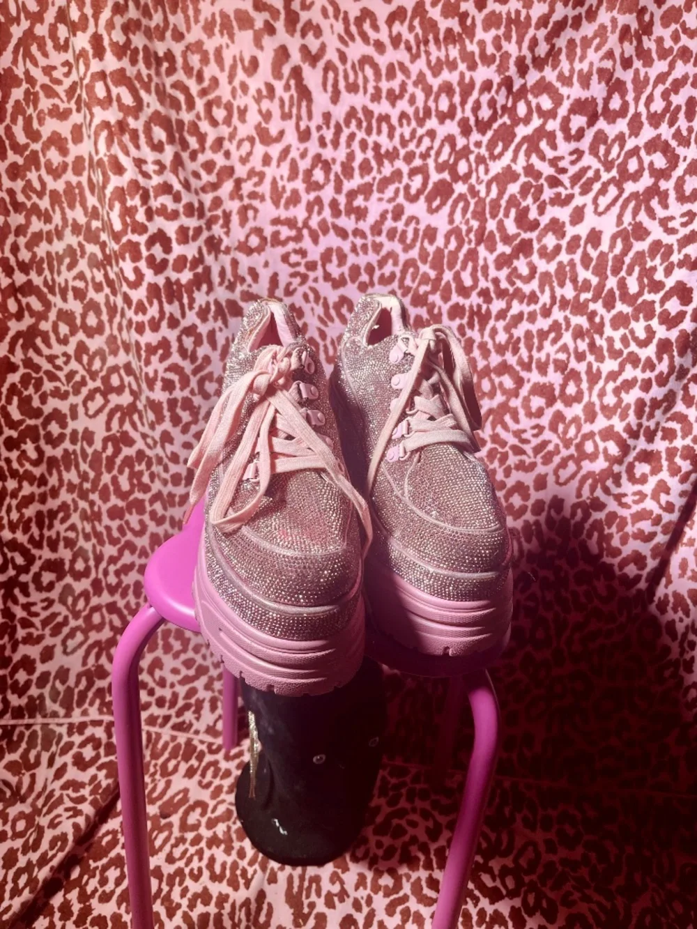 Club Exx Pink rhinestone platform sneakers